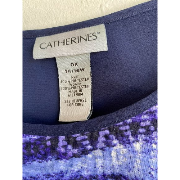 COPY - Catherines Blouse Sizse 0X 14/16W Blue Purple 3/4 Sleeve Layered Zipper … - Picture 5 of 9